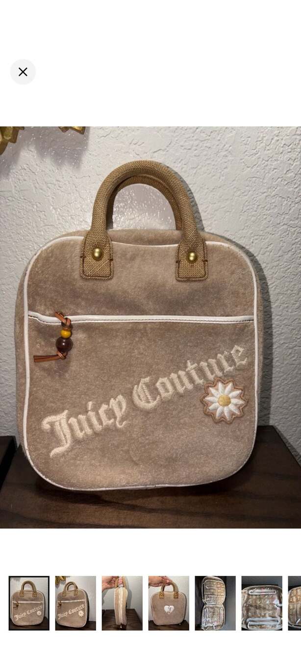 Vintage Y2K Juicy Couture Velour and Raffia Cosmetic Travel Case